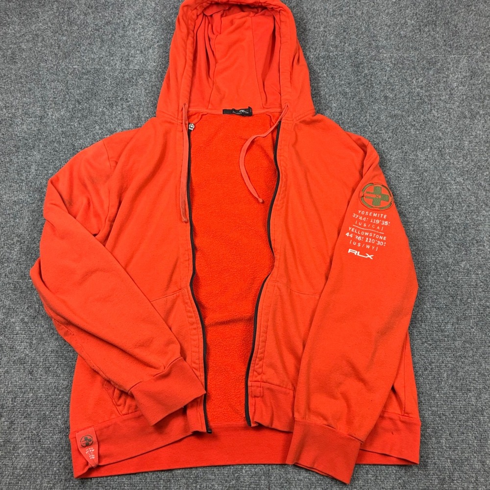 RLX Ralph Lauren Mens Size XL Orange Yosemite Yellowstone Zip Hoodie